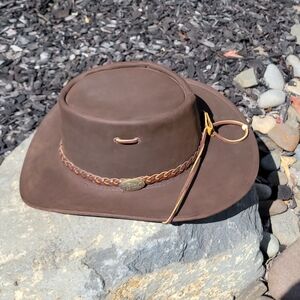 Jacaru Australia Men's Brown Leather Hat